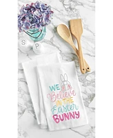 Believe In The Easter Bunny Rabbit Spring Flour Sack Kitchen Dishtowel