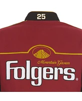 Jh Design Men's Maroon/Black Tim Richmond Folgers Twill Uniform Full-Snap Jacket