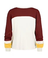 '47 Brand Women's Cream Washington Commanders Double Header Curve Raglan Long Sleeve Crop Top