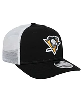 New Era Men's Black Pittsburgh Penguins Core Trucker 9SEVENTY Stretch-Snap Hat