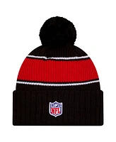 New Era Men's Black Nfl 2024 Sideline Cuffed Knit Hat with Pom