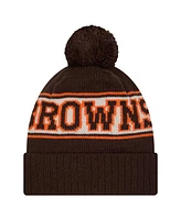 New Era Men's Brown Cleveland Browns Retro Cuffed Knit Hat with Pom