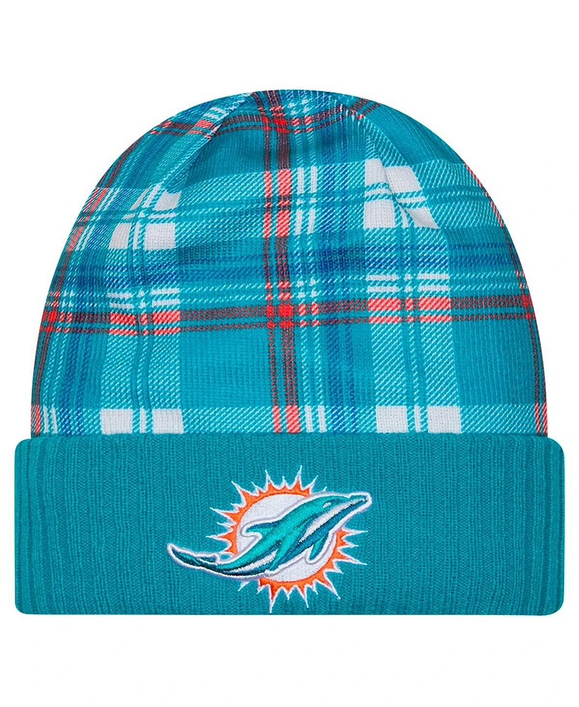 New Era Men's Aqua Miami Dolphins Sideline Statement Cuffed Knit Hat