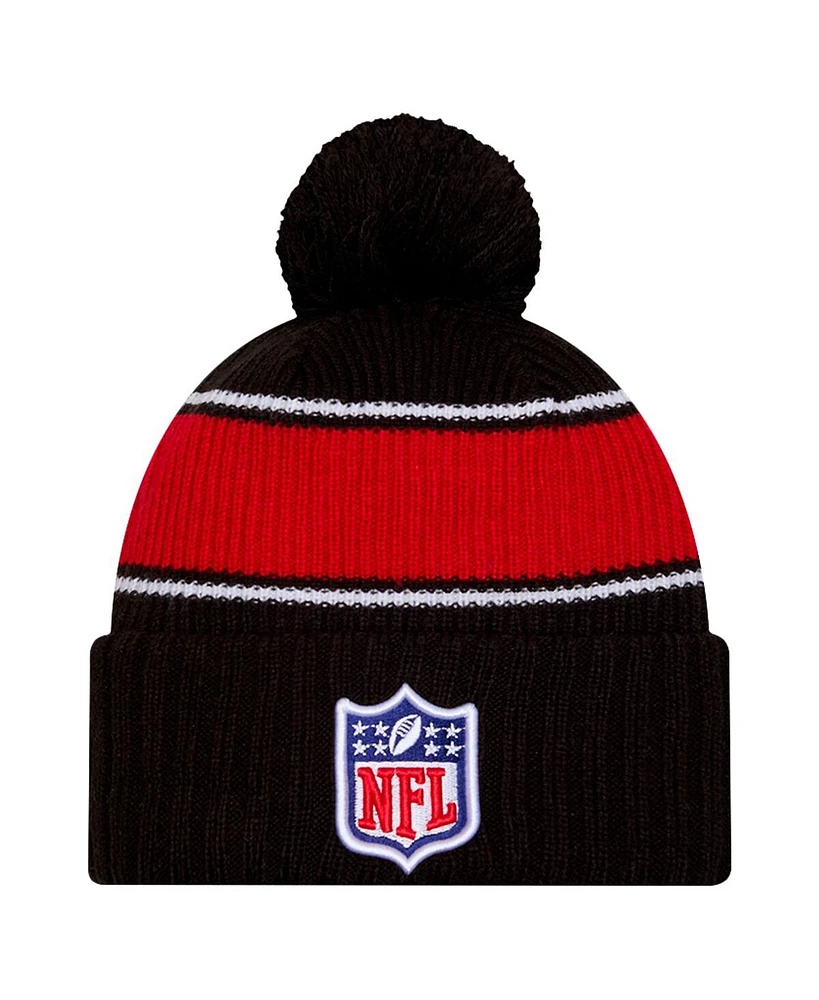 New Era Men's Black Nfl 2024 Sideline Cuffed Knit Hat with Pom