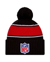 New Era Men's Black Nfl 2024 Sideline Cuffed Knit Hat with Pom