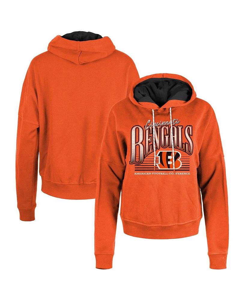 New Era Women's Orange Cincinnati Bengals Boxy Pullover Hoodie