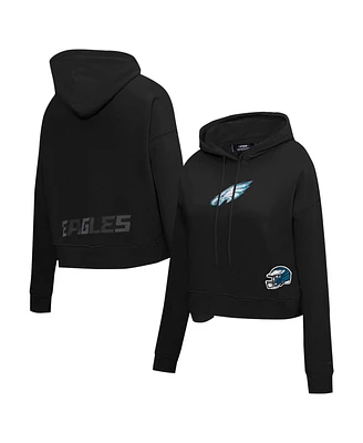 Pro Standard Women's Black Philadelphia Eagles Jeweled Cropped Pullover Hoodie
