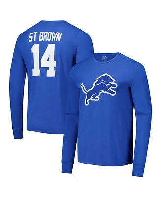 Majestic Men's Blue Amon-Ra St. Brown Detroit Lions Name Number Long Sleeve T-Shirt