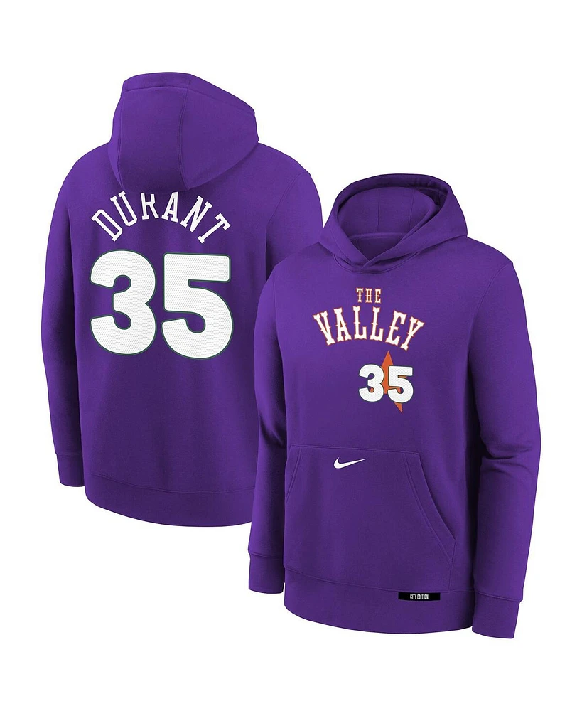 Nike Big Boys and Girls Kevin Durant Purple Phoenix Suns 2024/25 City Edition Name Number Pullover Hoodie