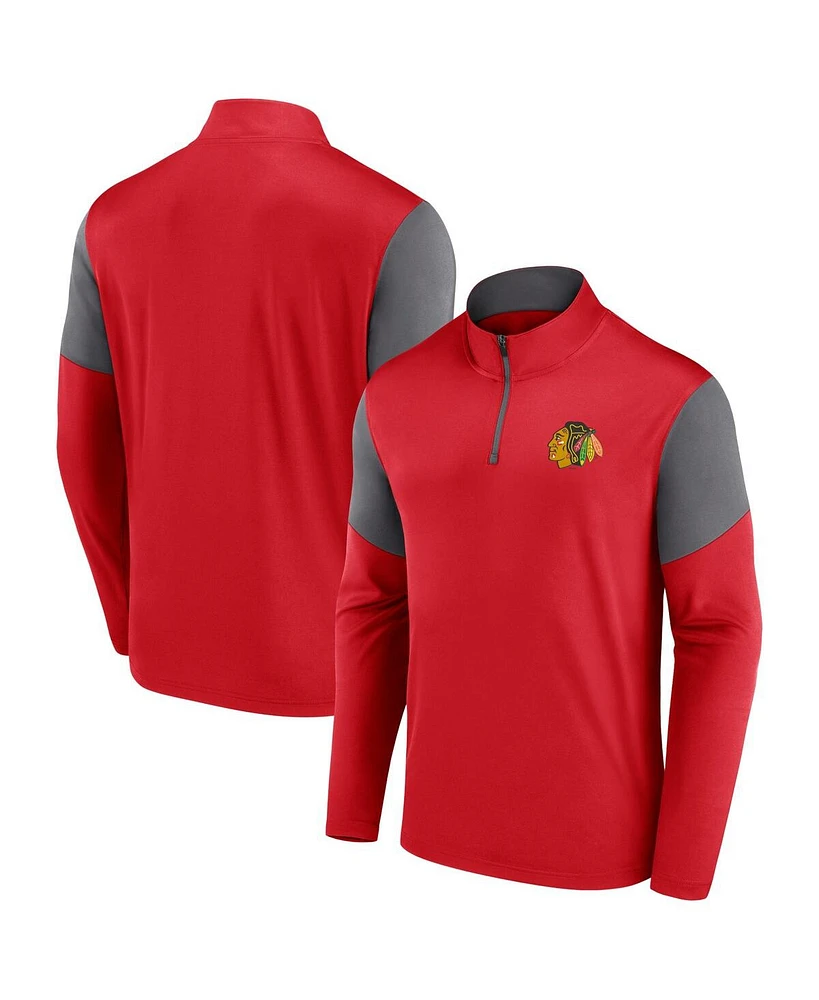 Fanatics Men's Red Chicago Blackhawks Logo Quarter-Zip Top