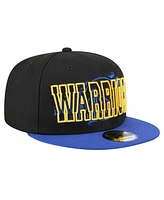 New Era Men's Black/Royal Golden State Warriors Sport Night Splatter 2-Tone 9FIFTY Snapback Hat