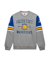 Mitchell & Ness Men's Heather Gray Golden State Warriors Hardwood Classics All Over 4.0 Pullover Sweatshirt