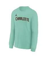 Jordan Big Boys and Girls Mint Charlotte Hornets 2024/25 City Edition Wordmark Performance Long Sleeve T-Shirt