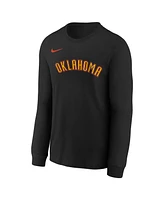 Nike Big Boys and Girls Black Oklahoma City Thunder 2024/25 Edition Wordmark Performance Long Sleeve T-Shirt