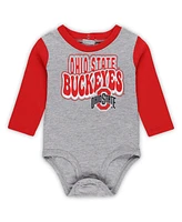 Outerstuff Baby Boys and Girls Ohio State Buckeyes Double Up Long Sleeve Bodysuit Pant Set