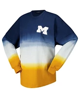 Spirit Jersey Women's Navy/White Michigan Wolverines Ombre Long Sleeve Dip-Dyed Spirit Jersey