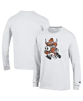 Champion Men's White Texas Longhorns Bevo Long Sleeve T-Shirt
