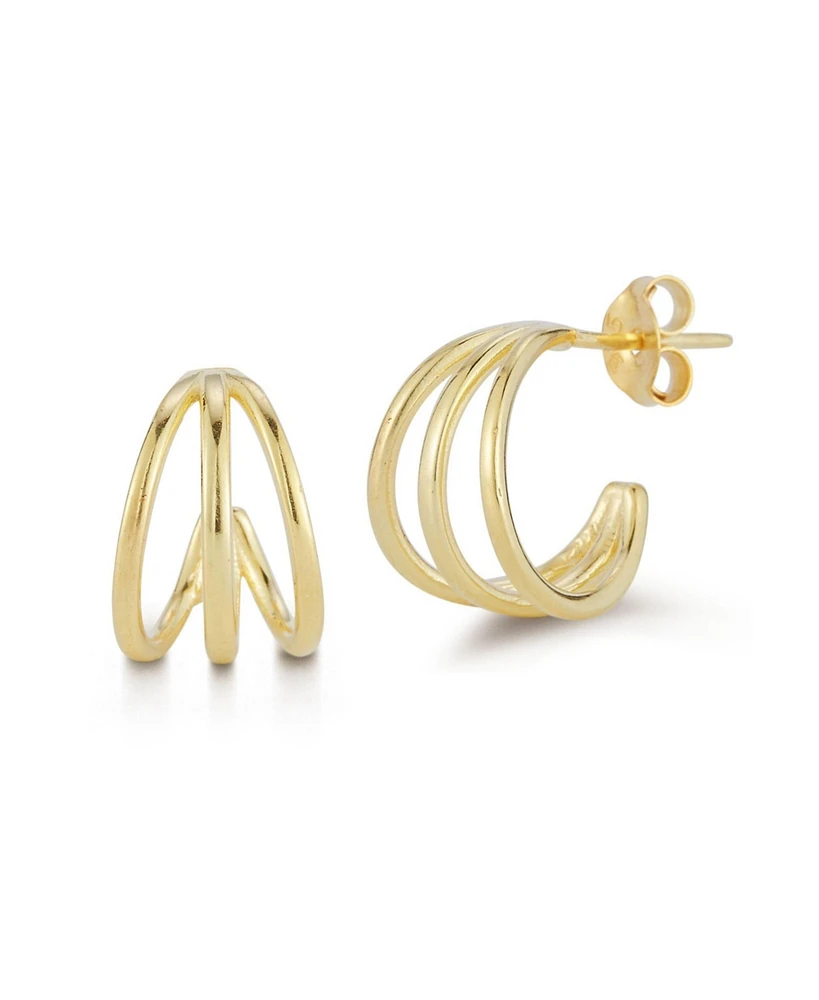 Rachel Zoe 14K Gold Plated Sterling Silver Triple Ring Small Hoop Earrings