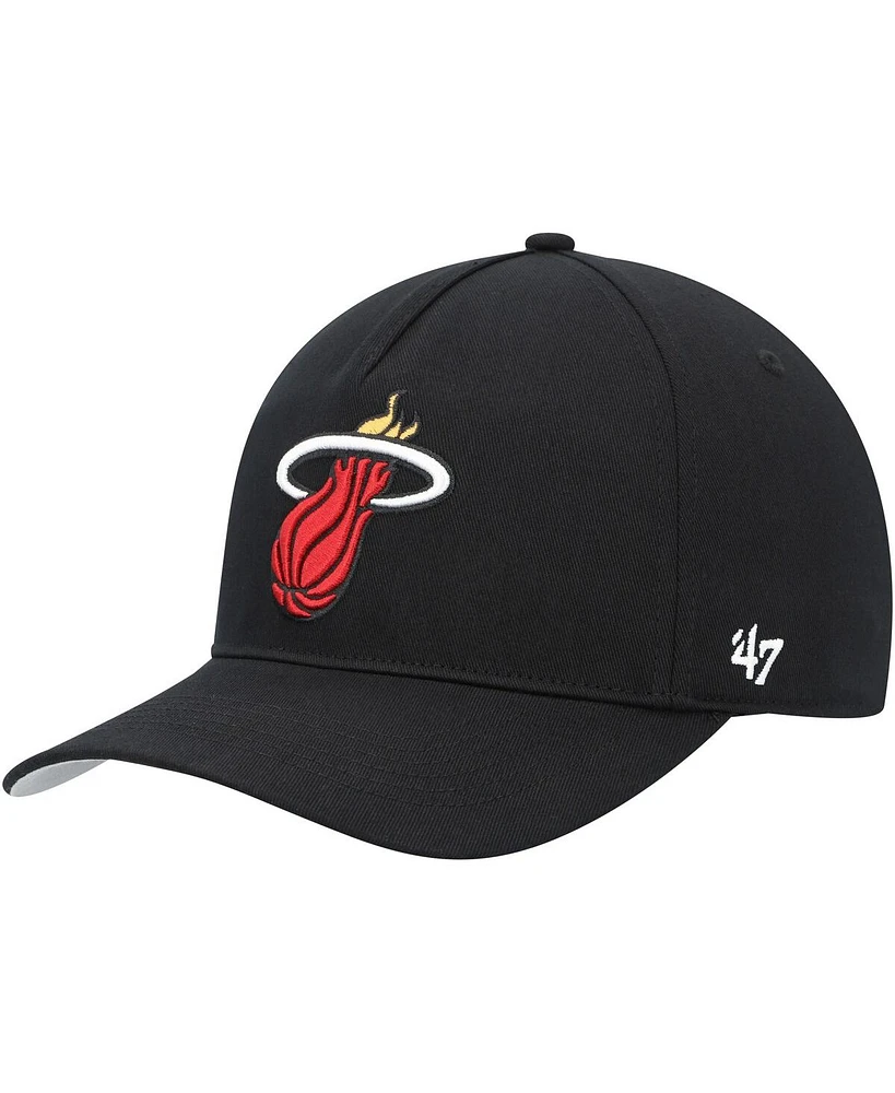 '47 Brand Men's Black Miami Heat Hitch Snapback Hat