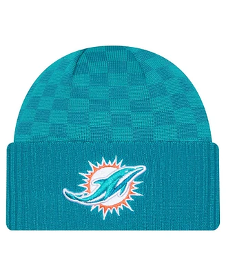 New Era Men's Aqua Miami Dolphins Checkered Cuffed Knit Hat