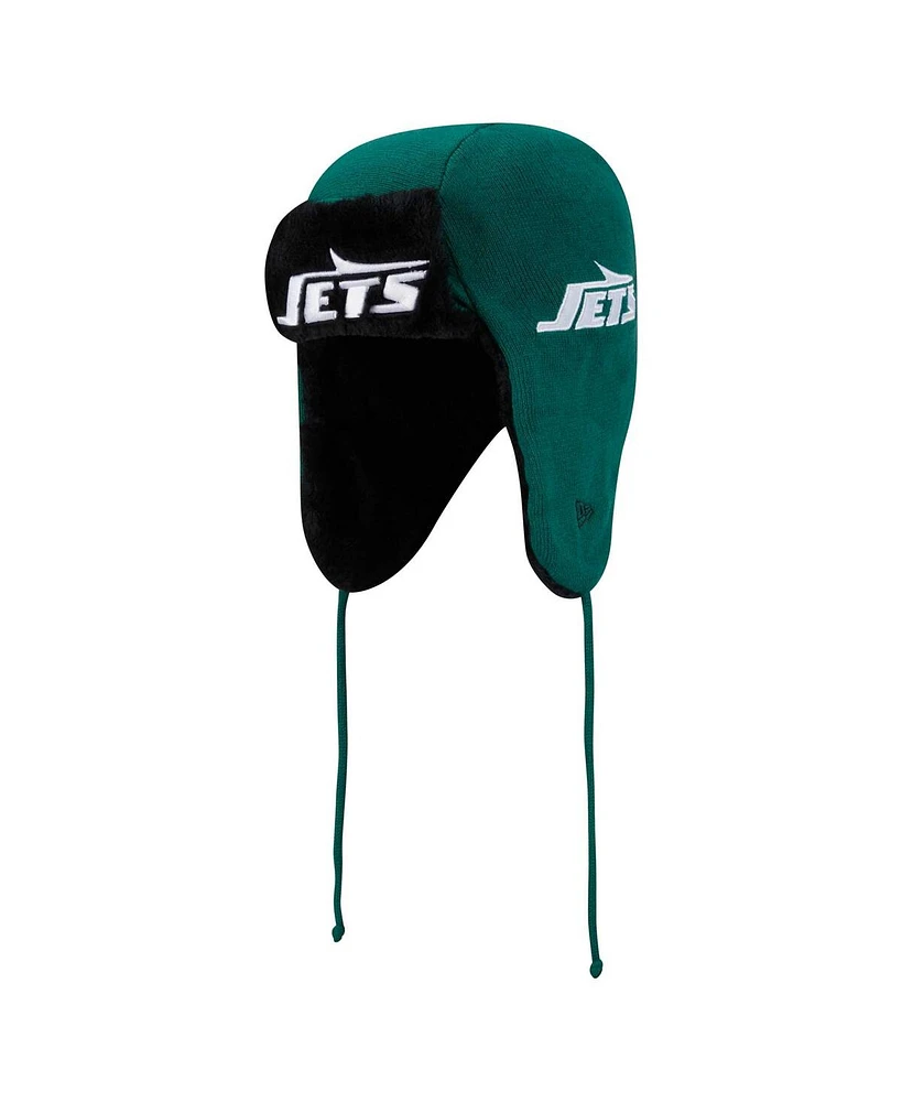 New Era Men's Green New York Jets Helmet Head Trapper Knit Hat