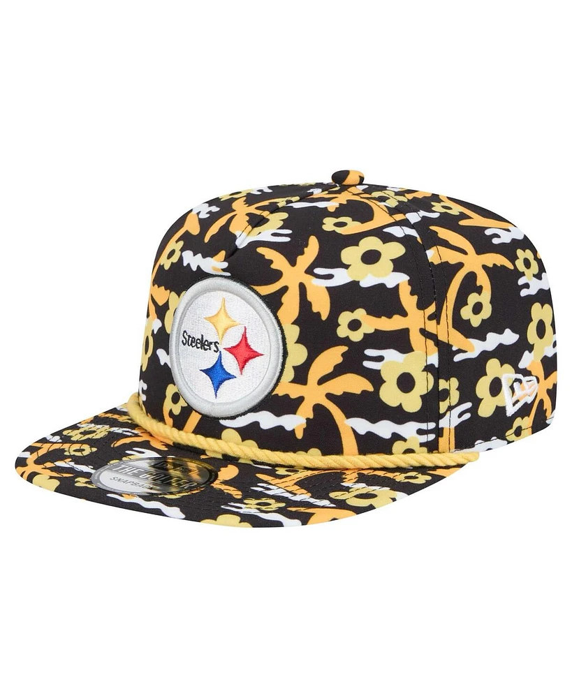 New Era Men's Black Pittsburgh Steelers Wakey Wakey Golfer Snapback Hat