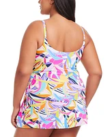 Bleu by Rod Beattie Plus Printed Living Color Scoop-Neck Underwire Tankini Top