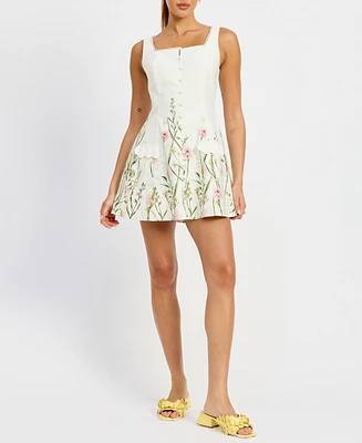 En Saison Women's Esmeralda Floral Square-Neck Mini Dress