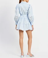 En Saison Women's Abigal Eyelet-Trim Mini Shirtdress