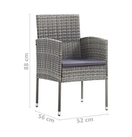 Patio Chairs with Dark Gray Cushions 4 pcs Gray Poly Rattan