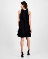 Anne Klein Women's Jewel-Neck Rosette-Trim Shift Dress