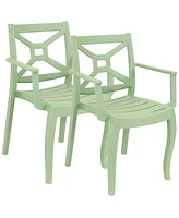 Tristana Plastic Outdoor Patio Arm Chair - Set of - Stackable Seating