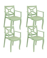Tristana Plastic Outdoor Patio Arm Chair - Set of - Stackable Seating