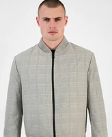 Hugo by Boss Men's Ukashi252f1x Modern-Fit Glen Check Full-Zip Bomber Jacket