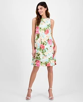 Anne Klein Women's Printed Sleeveless Scuba Shift Dress