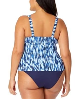 Anne Cole Plus Size Printed Plunge Tankini Top Bottoms