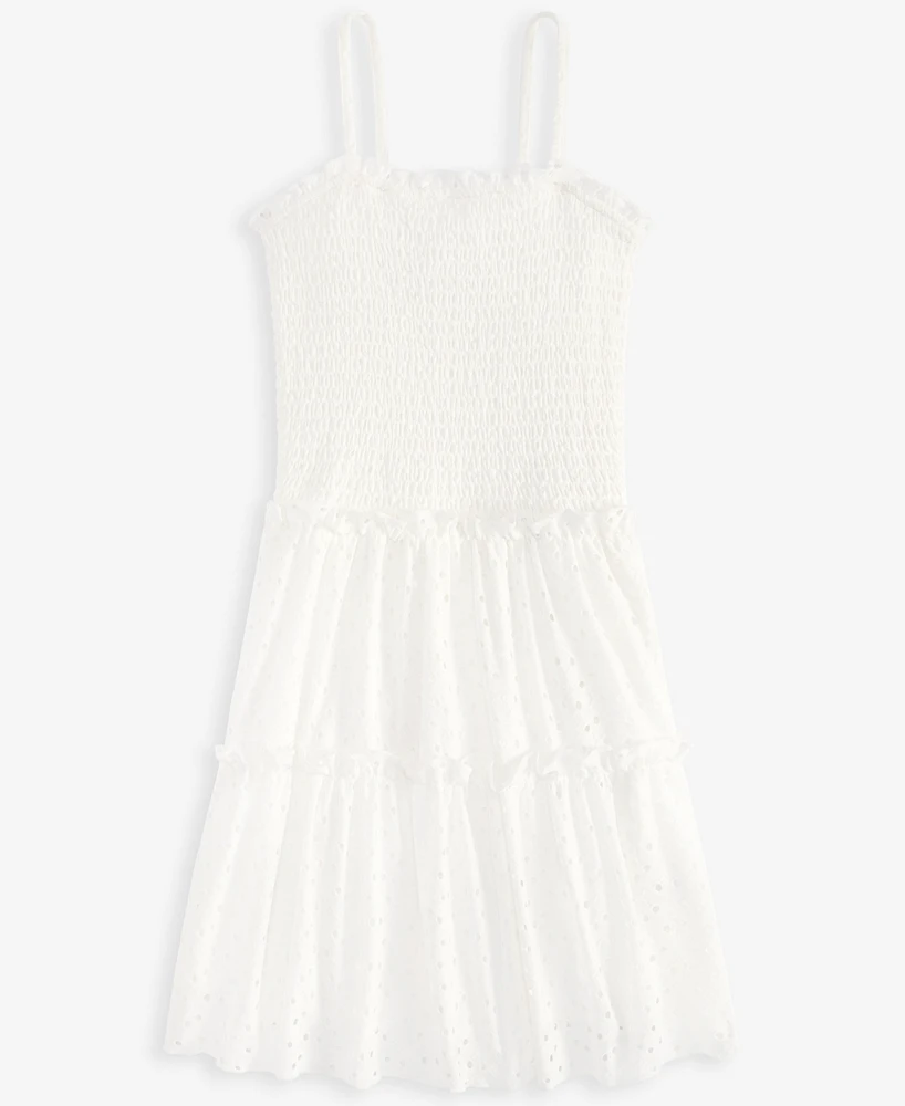 With Jules Big Girl Eyelet Pull On Smocked Bodice Dress