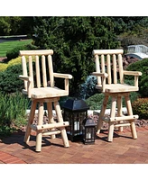 Rustic Bar Stool, Log Cabin Style Unfinished Wood Construction, 4-Foot, Set of 2