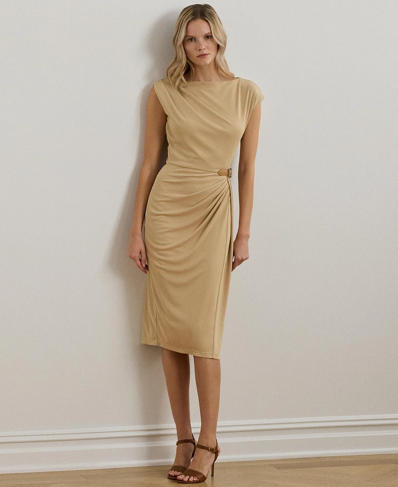 Lauren Ralph Women's Buckle-Trim Jersey Boatneck Dress