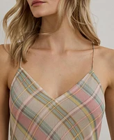 Lauren Ralph Women's Plaid Chiffon Slip Dress