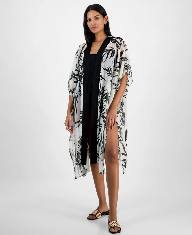 I.n.c. International Concepts Jungle-Print Open Duster Cover-Up With Shine, Exclusively at Macy's