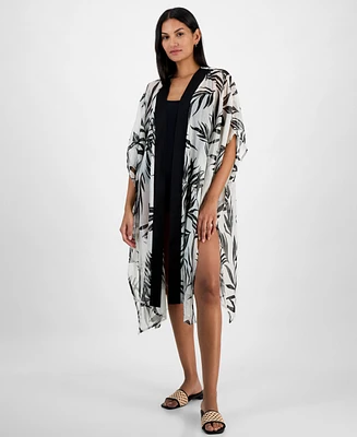 I.n.c. International Concepts Jungle-Print Open Duster Cover-Up With Shine, Exclusively at Macy's