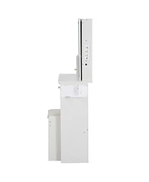 50.40"Small Size Left Drawer Desktop Vanity Table + Cushioned Stool, 2 Ac+2 Usb Power Station, Hair dryer bracket,White