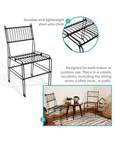 Modern Steel Wire Armless Outdoor Dining Chair - 240-Pound Weight Capacity - Black - 23.75-Inch H - Set of 2