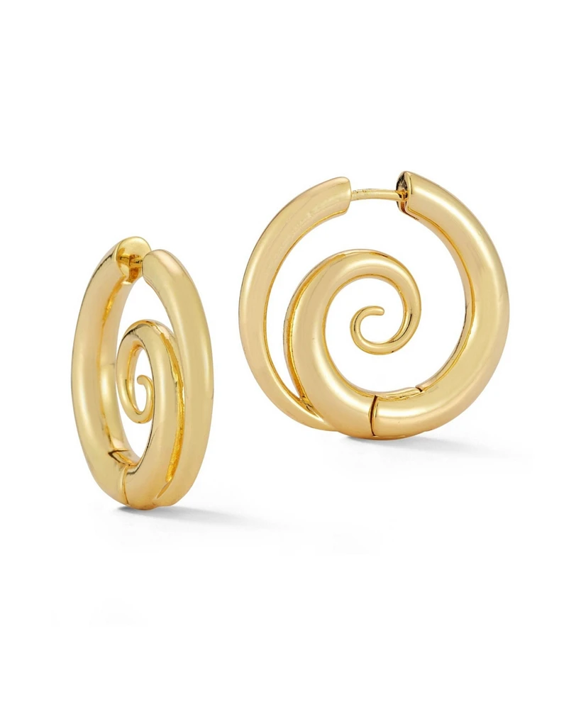 Rachel Zoe Gold Plated Swirl Hoop Earrings