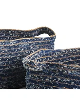 Denim Oval Baskets, Set Of 2