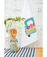 Happy Spring" Pickup Truck Easter Spring Theme Flour Sack Kitchen Dishtowel