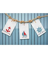 Sailboat French Knot Flour Sack Kitchen Towel