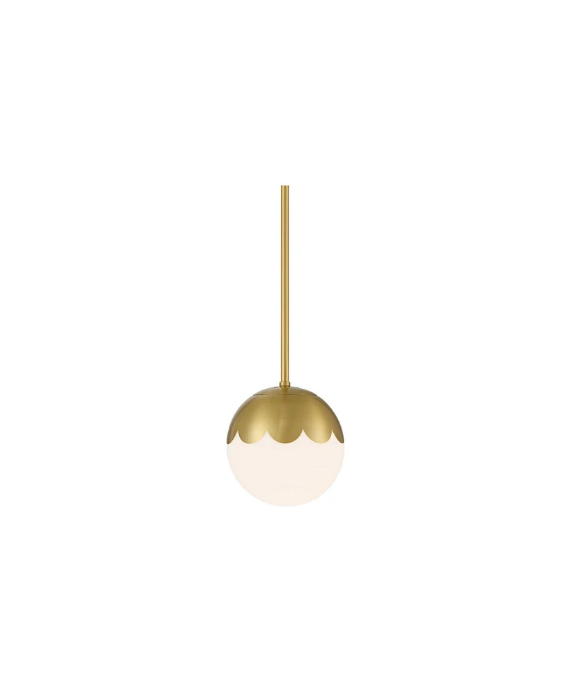 Camila 7" Mid Century Modern Pendant Ceiling Light Fixture Dining Room Over Table Kitchen Island Foyer Globe Hanging Antique Brass Finish Glass Hallwa
