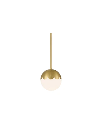 Camila 7" Mid Century Modern Pendant Ceiling Light Fixture Dining Room Over Table Kitchen Island Foyer Globe Hanging Antique Brass Finish Glass Hallwa